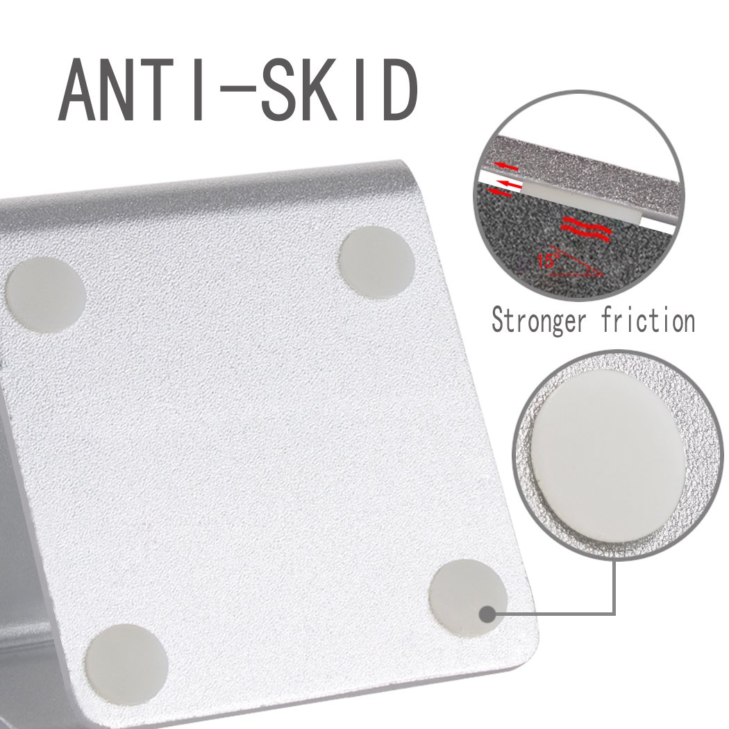 Cell Phone Holder, iPhone Stand, MMTE Aluminum Alloy Dock for iPhone, Android and most Mobile Phone (Silver)