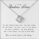 The Love Knot Necklace, To My Badass Niece Gift, Unique Jewelry Pendant for Women, Graduation Christmas Birthday Present Ideas From Aunt and Uncle