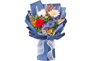 Polylove Forever Flower Bouquet Preserved Roses Bouquet Flowers Fresh Bouquet Sympathy Gift Box for Mother Wife Valentines Day Mothers Day Anniversary Birthday (Blue)