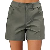 luvamia Shorts for Women Trendy Casual Summer High Waisted Chino Shorts Ribbed Elastic Waist Comfy Shorts with Pockets