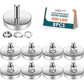 BEST CHOICE MAGNETS 8 Packs Super Strong Round Magnet 44mm D, 200 lb | Corrosion-Resistant Neodymium Mounting Magnet with M8 Male Thread Nuts Bolts for Lighting Camera Brackets Outdoor Tools