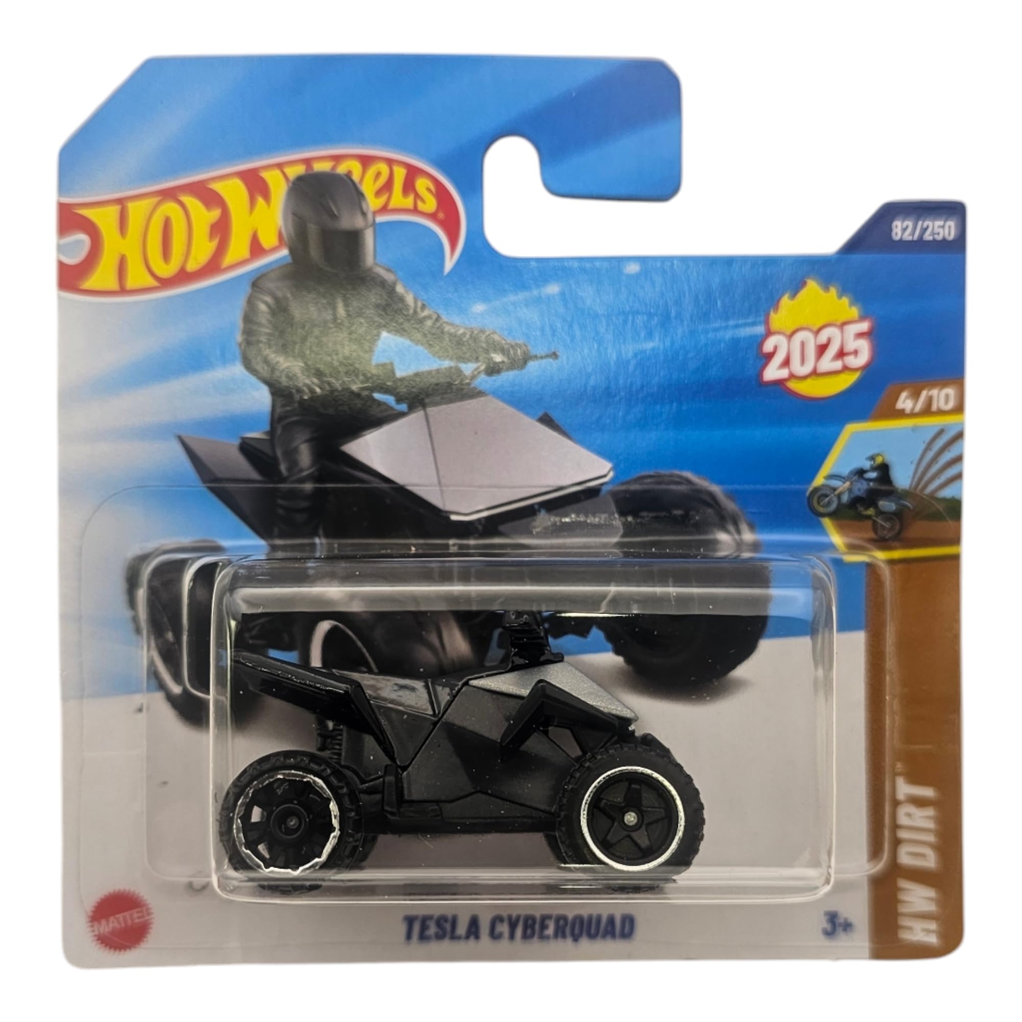 Hot Wheels Tesla Cyberquad, 2025 HW Dirt Series, 92/250 Die-Cast Model, Black
