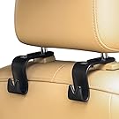 AULLY PARK Car Back Seat Headrest Hanger Holder Hooks for Bag Purse (Black - Pack of 4)
