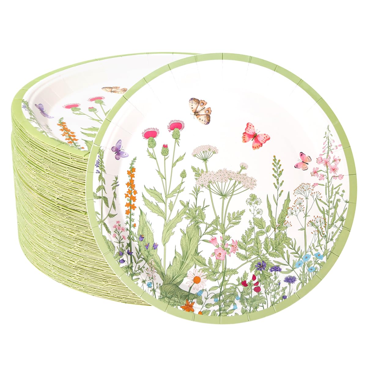 Photo 1 of 100pcs Floral Paper Plates 9 inch Wildflower Party Plates Disposable Spring Summer Dinner Paper Plate for Birthday Wedding Baby Shower Tea Party Bridal Shower