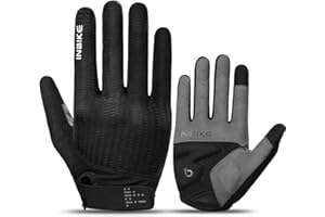 INBIKE Cycling Gloves for Men Women, Shock-Absorbing Memory Gel Padded Biking Gloves, Bicycle Breathable Touchscreen Reflective Full Finger Bike Gloves
