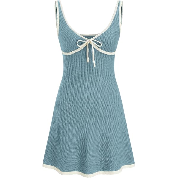 mixed waves sleeveless knit mini dress Coral Knit Mini Cover-Up Dress for Beach Vacation