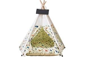 JOMIFIN Pet Teepee Tent with Thick Cushion for Dogs Cats Portable Dog(Puppies) House Pet Tent Indoor Outdoor