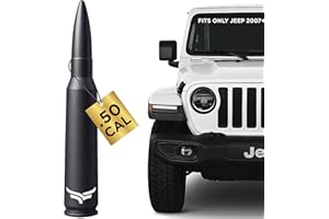 ECOAUTO 50 Cal Badass Bullet Antenna® Fits Jeep Wrangler JK & JL from (2007 for Jeep Wrangler & Gladiator Accessories - Car Wash Safe & Anti Thelf Design - Ditch The Whip & Upgrade Your Jeep