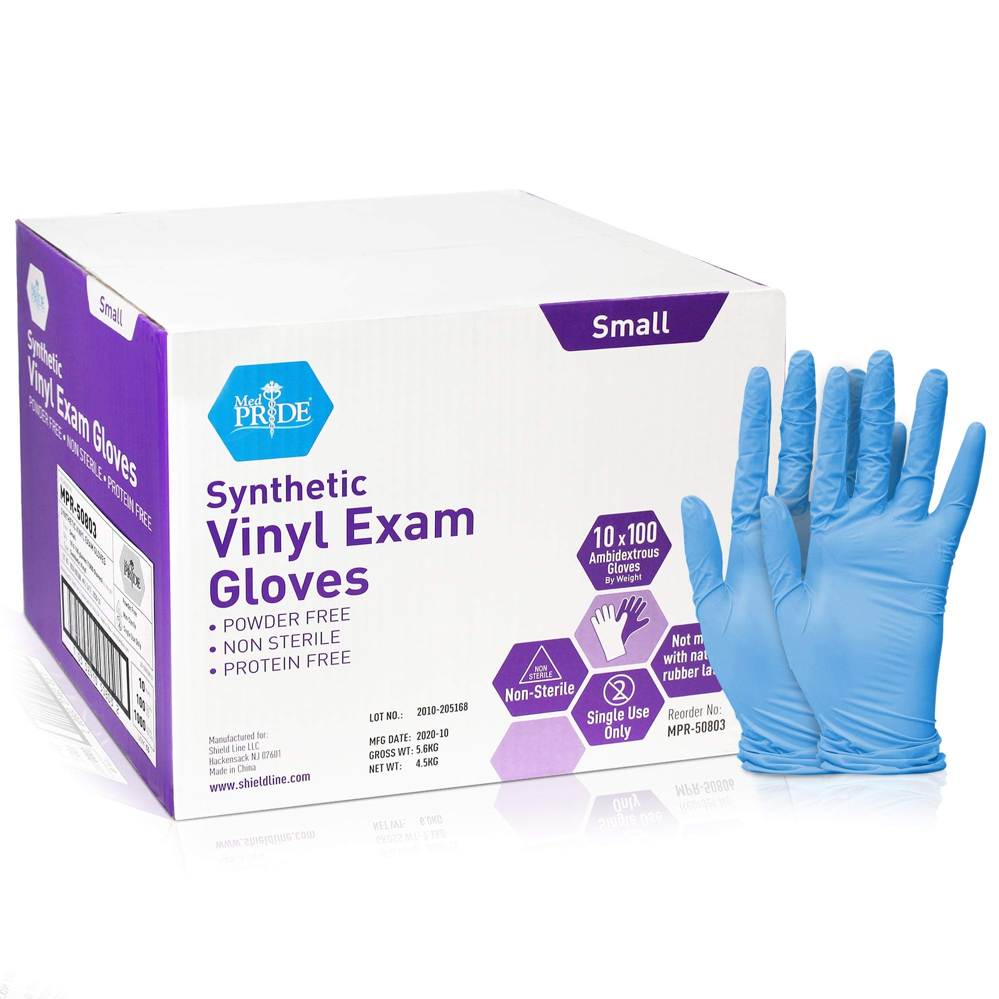 Medpride Synthetic Nitrile-Vinyl Blend Exam Gloves, Small 1000 - Powder Free, Latex Free & Rubber Free - Single Use Non-Sterile Protective Gloves for Medical Use, Cooking, Cleaning & More