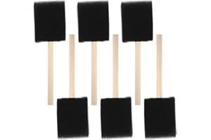 JOINPAYA 6Pcs Black Sponge Paint Brushes with Wooden Handles 2-Inch Small Painting Sponges for DIY Art Crafts