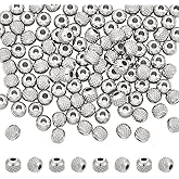 UNICRAFTALE About 100pcs 4mm Rondelle Spacer Beads Stainless Steel Loose Beads 1.5mm Hole Bead Findings for DIY Bracelets Necklaces Jewelry Making, Stainless Steel Color