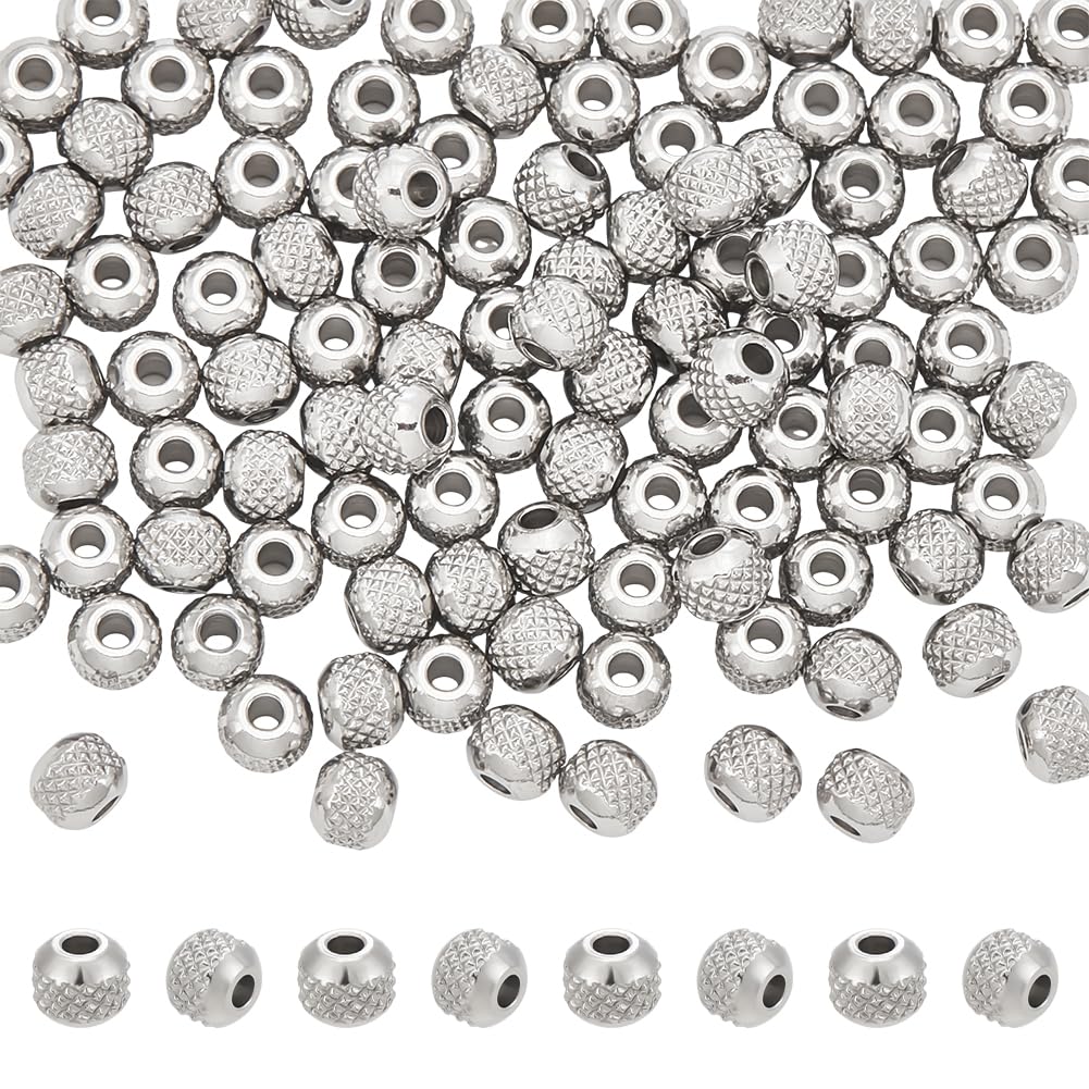 UNICRAFTALE About 100pcs Spacer Beads Metal Bead 4mm Rondelle Spacer Beads Stainless Steel Loose Beads 1.5mm Hole Bead Findings for DIY Bracelets Necklaces Jewelry Making, Stainless Steel Color