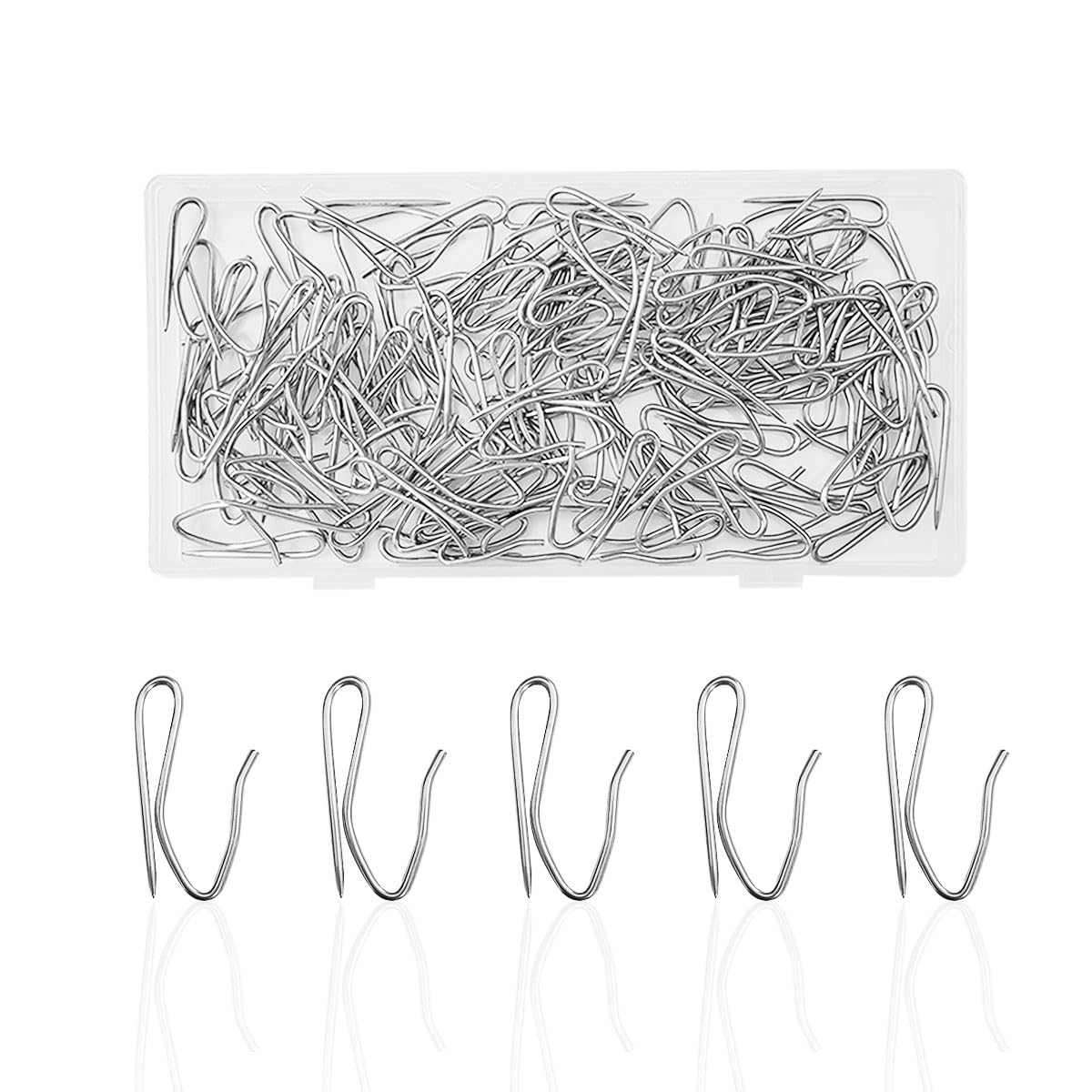 Photo 1 of 100 Pcs Metal Curtain Hooks - Stainless Steel Drapery Pins, Pin-On Drapery Hooks
