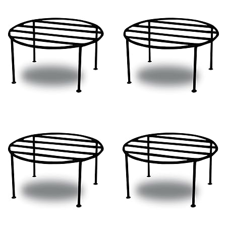 IRON LANDS Heavy Duty Round Indoor Outdoor Flower Pot Plant Stand for Home Garden Balcony Living Room Decor (Set of 4)