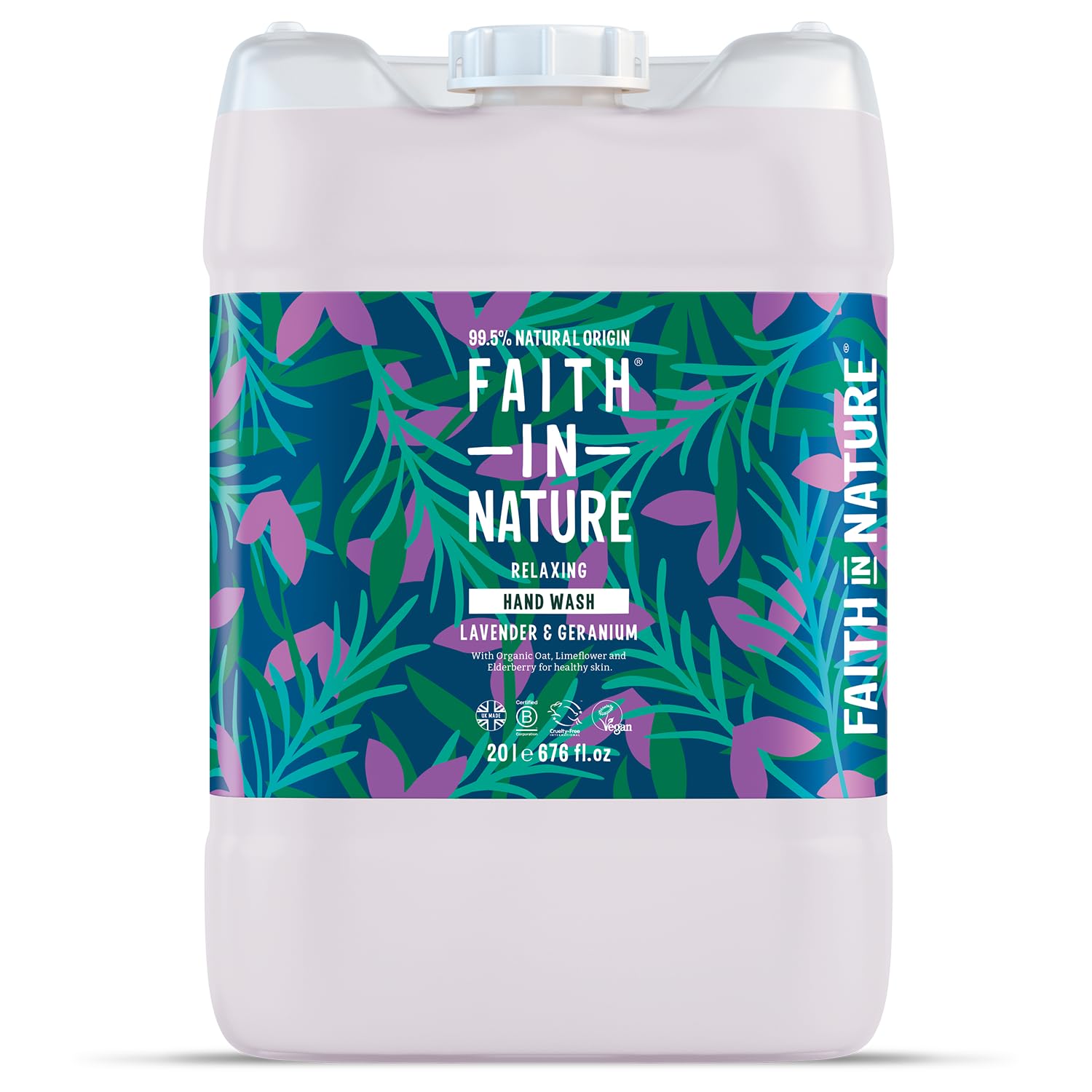 Faith In Nature Natural Lavender & Geranium Liquid Hand Wash, Relaxing, Vegan & Cruelty Free, No SLS or Parabens, 20L Refill Pack