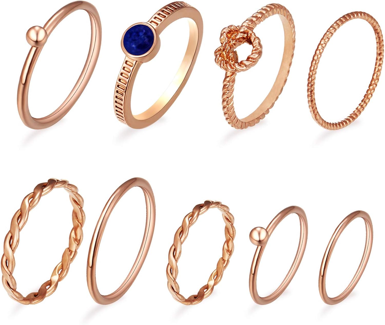 Gold rings set for woman stacking knuckle midi figure rings packs with multiple size for