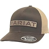 Ariat Men's Flex Fit 110 Snapback Cap, Brown with Tan Mesh Back and Shield Logo Patch, Adjustable One Size