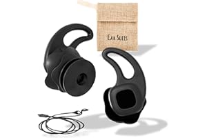 [ EAR SUITS ] Surfer/Swimmer Ear Plugs, Blocks Out Water Lets Sound in, with Washable Hemp Bag Universal-fit with Lanyard, Perfect for Swimming, Surfing, Diving and Other Water Activities (Black)