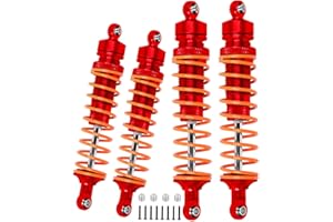 ARRCat Big Bore RC Shock for Slash 4WD 4x4 Upgrades Parts, 1/10 Stampede 4WD 4x4,Hoss 4WD 4x4，Rustler 4WD 4x4,4PCS Aluminum Full Metal Front Rear Shocks Absorber,Replace 5862,Red