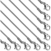 Lezam 12 Pcs 16" 1.2mm Necklace Chains Bulk Stainless Steel Snake Chain Necklace for DIY Jewelry Making Accessories