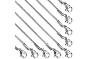LEZAM 12 Pcs 16" 1.2mm Necklace Chains Bulk Stainless Steel Snake Chain Necklace for DIY Jewelry Making Accessories