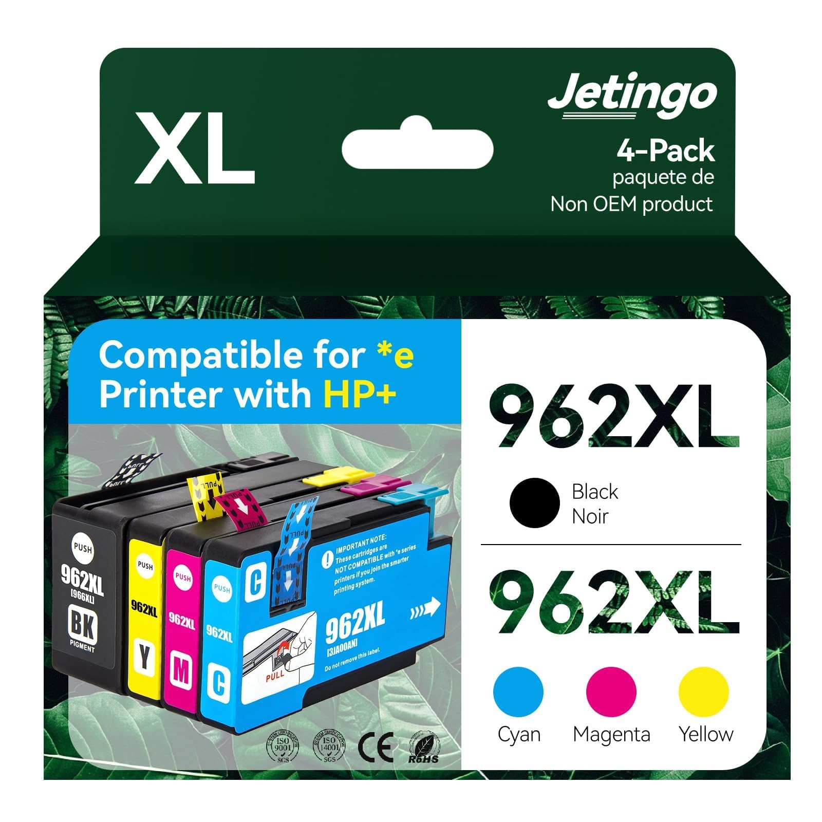 Photo 1 of 962xl Ink Cartridges Combo Pack for HP 962XL Black and Color Replacement for HP OfficeJet Pro 9010e 9015e 9010 9012 9015 9018e 9025e Printers (4-Pack Black Cyan Magenta Yellow)