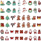 50pcs Christmas Ornaments, Resin Mini Christmas Figurines Xmas Ornaments Charms Decoration for Craft Making Ornament Scrapboo