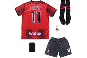 BIRDBOX Youth Sportswear Milan Christian Pulisic 11 Kids Home Red Soccer Jersey/Shorts Bag Keychain Football Socks Set