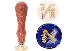 SWANGSA Initial Alphabet N Wax Seal Stamp, Vintage Elegant Botanical Leaves Letter Sealing Stamp for Wedding Party Invitation, Gift Wrap, Envelope, Christmas Thanksgiving Card (N)