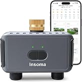 Insoma 2-Zone WiFi Water Timer for Garden Hose, WiFi Hose Timers with Brass Inlet, No-Gateway 2.4GHz Remote APP &amp; Voice Control (Alexa/Google), Rain Delay &amp; Manual Mode for Yard Lawn Garden Watering