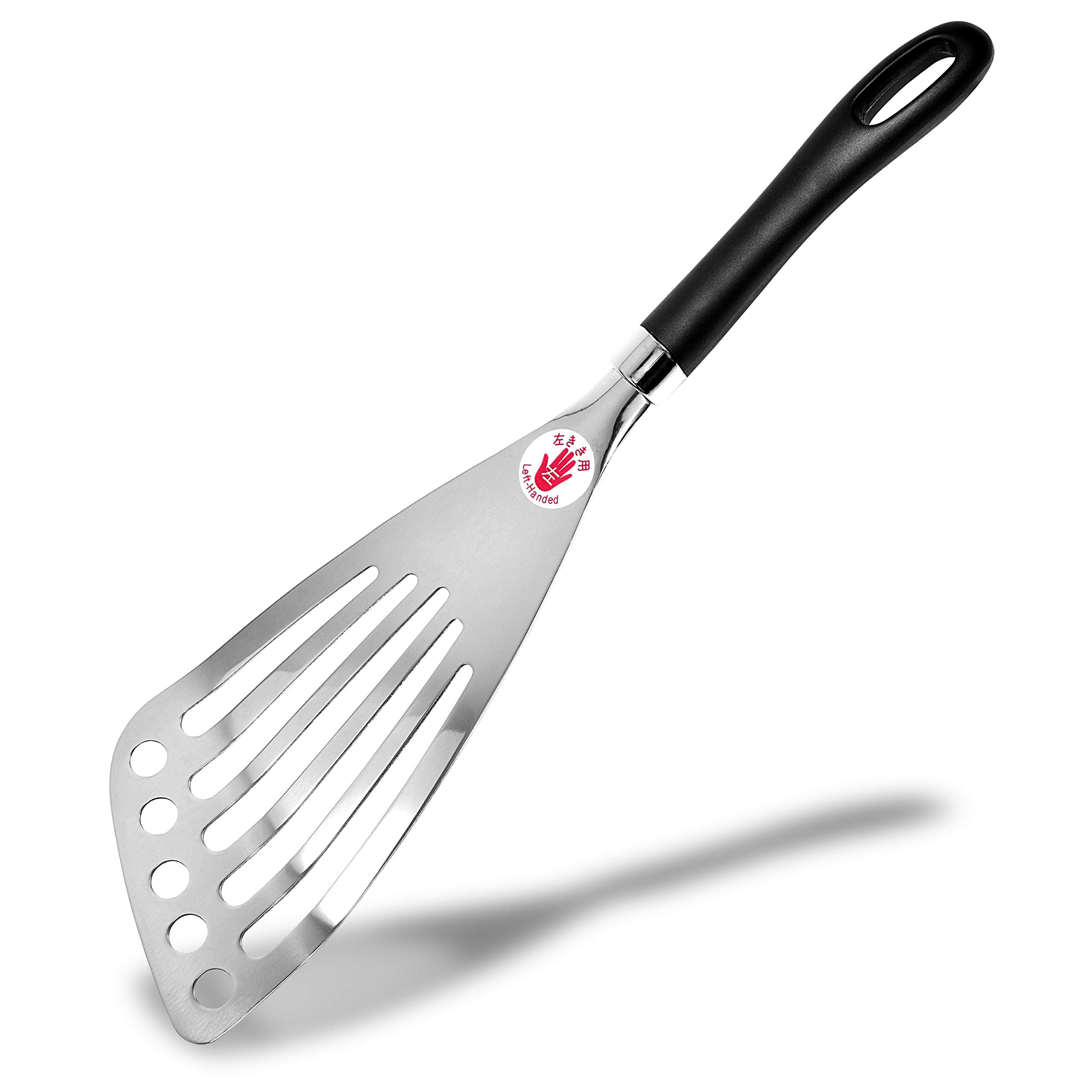 Seki Japan Kitchen Stainless Steel Spatula Wide Thin Slotted Turner for Left-handed