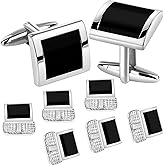 HAWSON Cufflinks and Studs for Men with Gift Box, Gold or Silver Tone Cuff Links, Mens Jewelry or Accessories for Wedding Business Anniversary Birthday