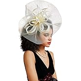 Tea Party Hat Fascinators Hats for Women Girls Elegant Kentucky Derby Hat Flower Feather Headband Outfits for Wedding Church