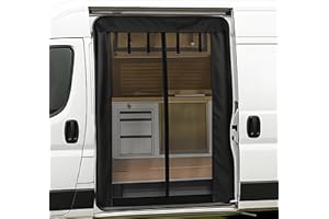 UUT Van Bug Screen with Privacy 69''H x 59''W, Van Bug Screen Fit for Sprinter/Transit/ProMaster, Sprinter Van Bug Screen -Roll-up Design，Sliding Door Van Bug Screen with Center Zipper Closure.