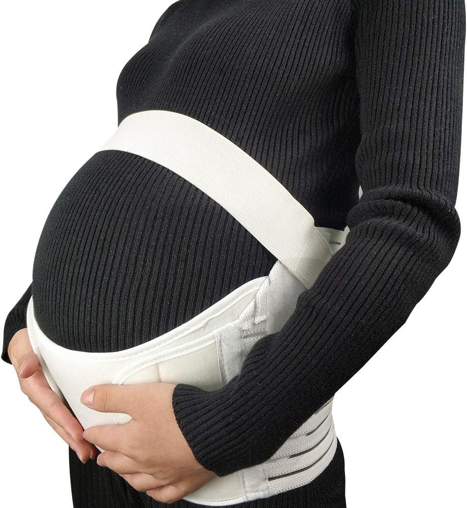 Leaysoo Maternity Belt Adjustable Pelvic & Back Support Pregnancy Abdominal Binder,White,S