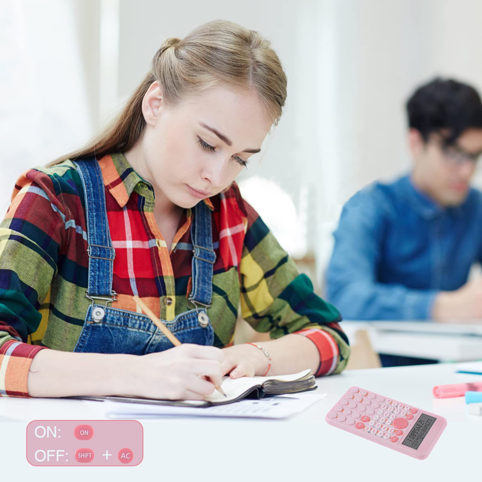 EooCoo 2-Line Standard Scientific Calculator, Portable and Cute School Supplies, Cute Office Desk Accessories, Suitable for Primary School to College Student Use