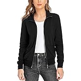 andy & natalie Women's Stand Collar Zip up Long Sleeve Jacket with Pockets Running Sweatshirts Jackets