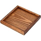 PATIKIL Wood Serving Tray 7 Inch, Square Decorative Platter for Home Decor Kitchen Table Candle Holder, Brown