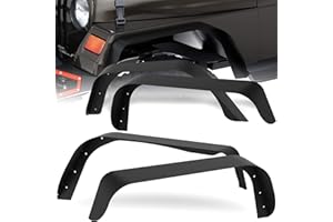 OEDRO Flat Fender Flares Compatible for 1997-2006 Jeep Wrangler TJ & LJ Off-Road Front & Rear Wheel Flares 4 PCS Set Solid Steel Guards
