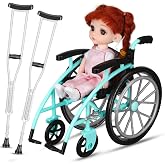 Vaguelly Miniature Wheelchair Crutch Set Model Decoration Green | Realistic Miniature Wheelchair, Miniature Crutch, Folding Wheelchair, Doll Collection, Diy Scene