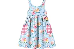 Vieille Little Girls Sleeveless Dress Cute Summer Sundress with Pocket 2-7 Years