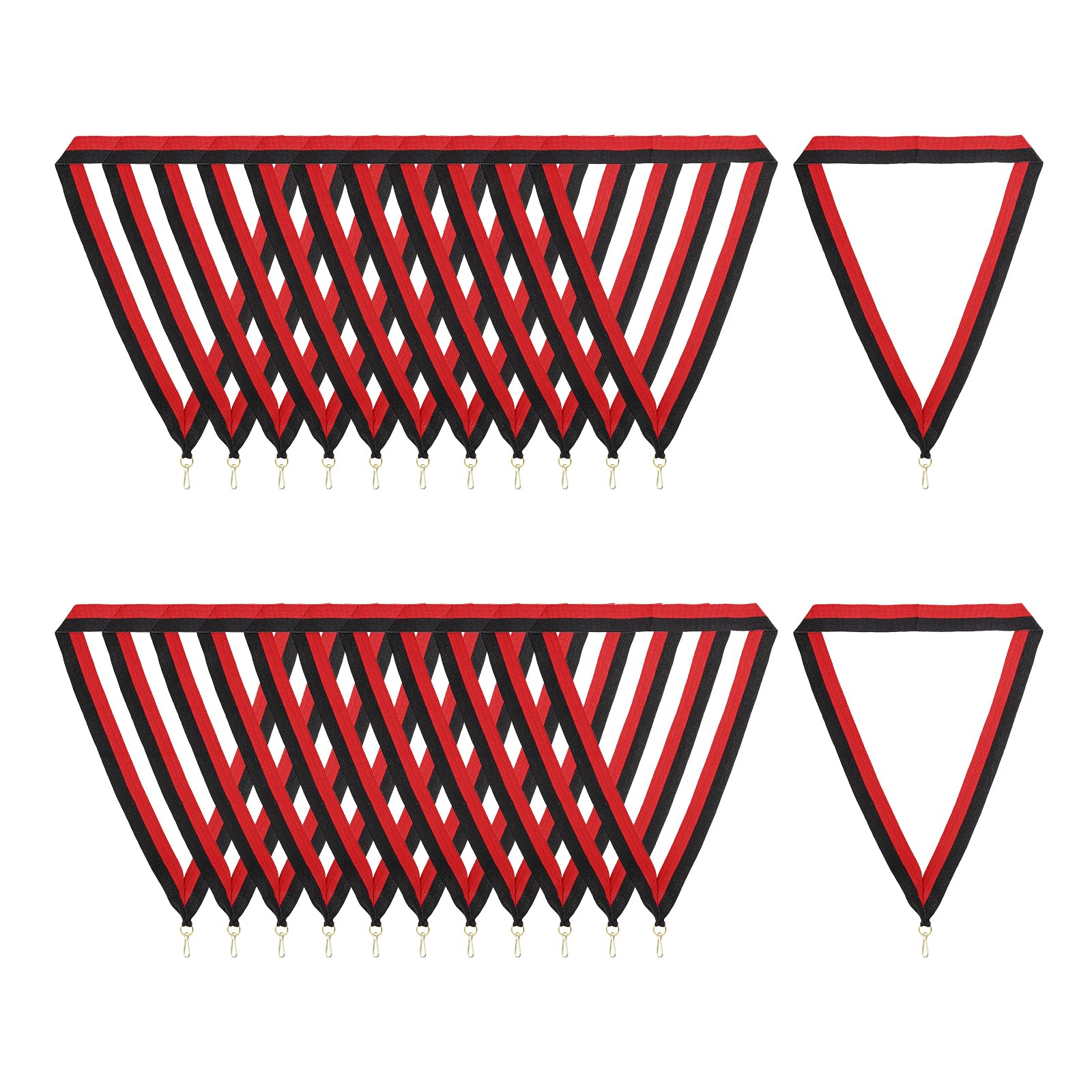 PATIKIL Award Neck Ribbons with Snap Clips, 24 Pcs Polyester Striped Medal Lanyards Ribbon for Competitions Sports Meetings Sports Party, Red Black