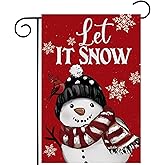 Let It Snow Snowman Garden Flags 12x18 Vertical Double Sided Outside, Christmas Winter Yard Flag Outdoor Holiday Seasonal Decorations for Home