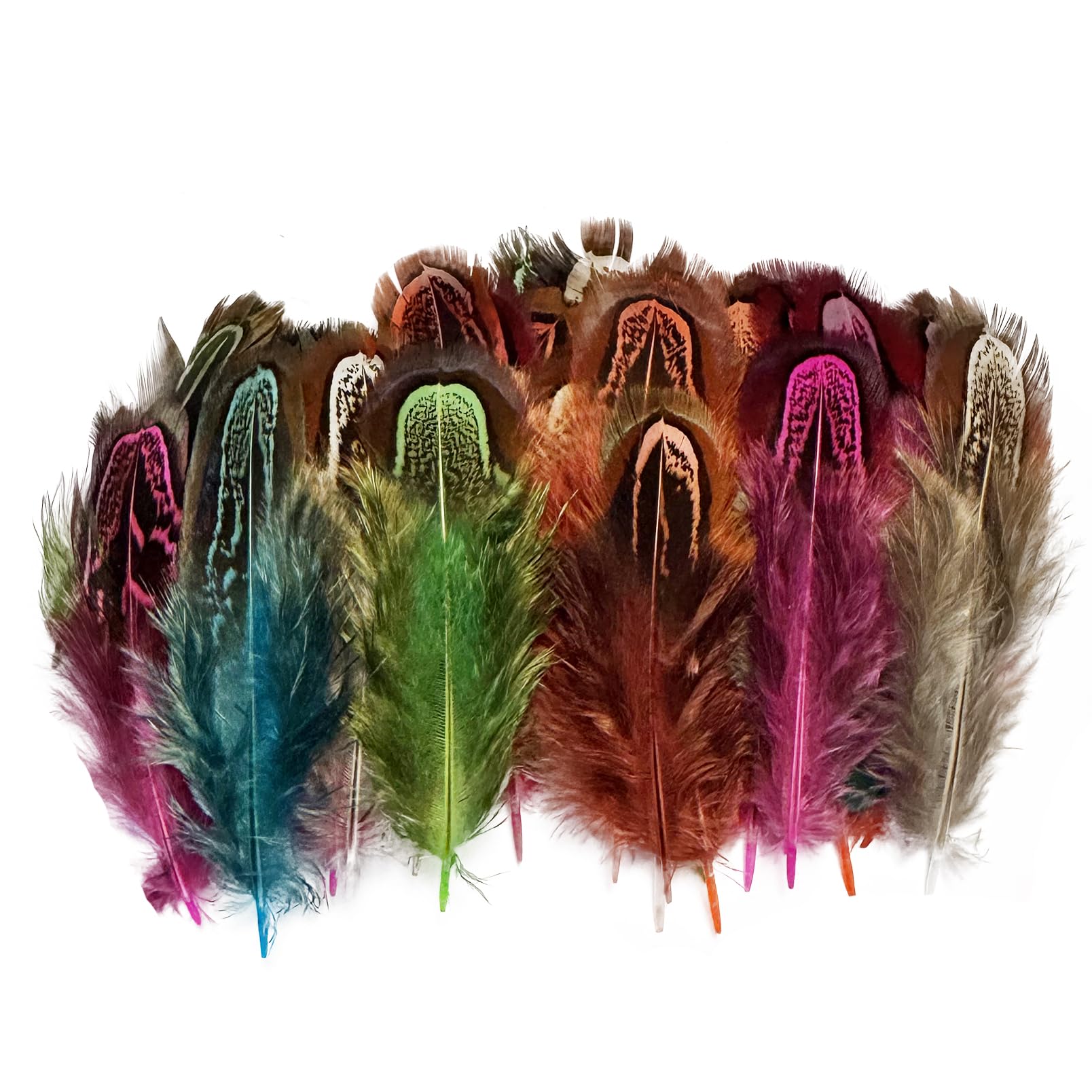 Photo 1 of 100 pcsHappy Feather Natural Pheasant Plumage Feathers 2-3 Inches Plumage Feathers for Sewing Crafts Clothing Decorating Accessories -Multi Color