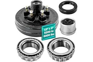 JADODE 6 on 5.5" Bolt Circle Trailer Brake Drums kits 12"x2" for 5200 to 6000 lbs Axle Heavy Duty Trailer Brake Hub Drum Assembly for Rvs Trailer