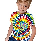 RPWZRCB Kids Tie Dye Shirts for Boys Girls Outfit Clothes Children Hippies Short Sleeve Tees Tie-Dye T Shirt 6-16 Years