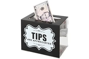 CiaoHER Acrylic Tip Collection Jar Donation Suggestion Box for Money Storage Container (6" W x 5" H x 4" D)