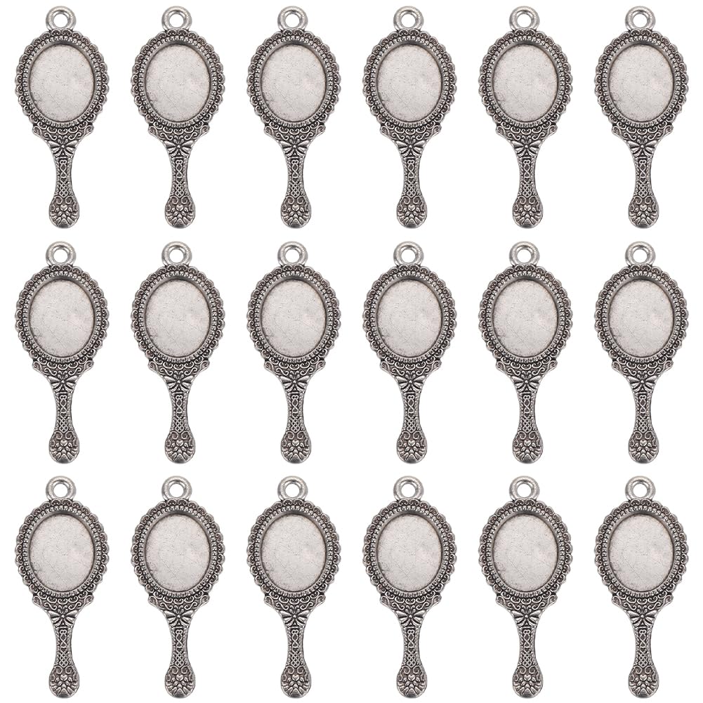 SUNNYCLUE 1 Box 50Pcs Mirror Charms Bulk Silver Mirrors Charm Tibetan Style Alloy Pendants Metal Antique Vintage Cute Magic Charm for jewellery Making Charms DIY Findings Bracelet Earrings Women Adult