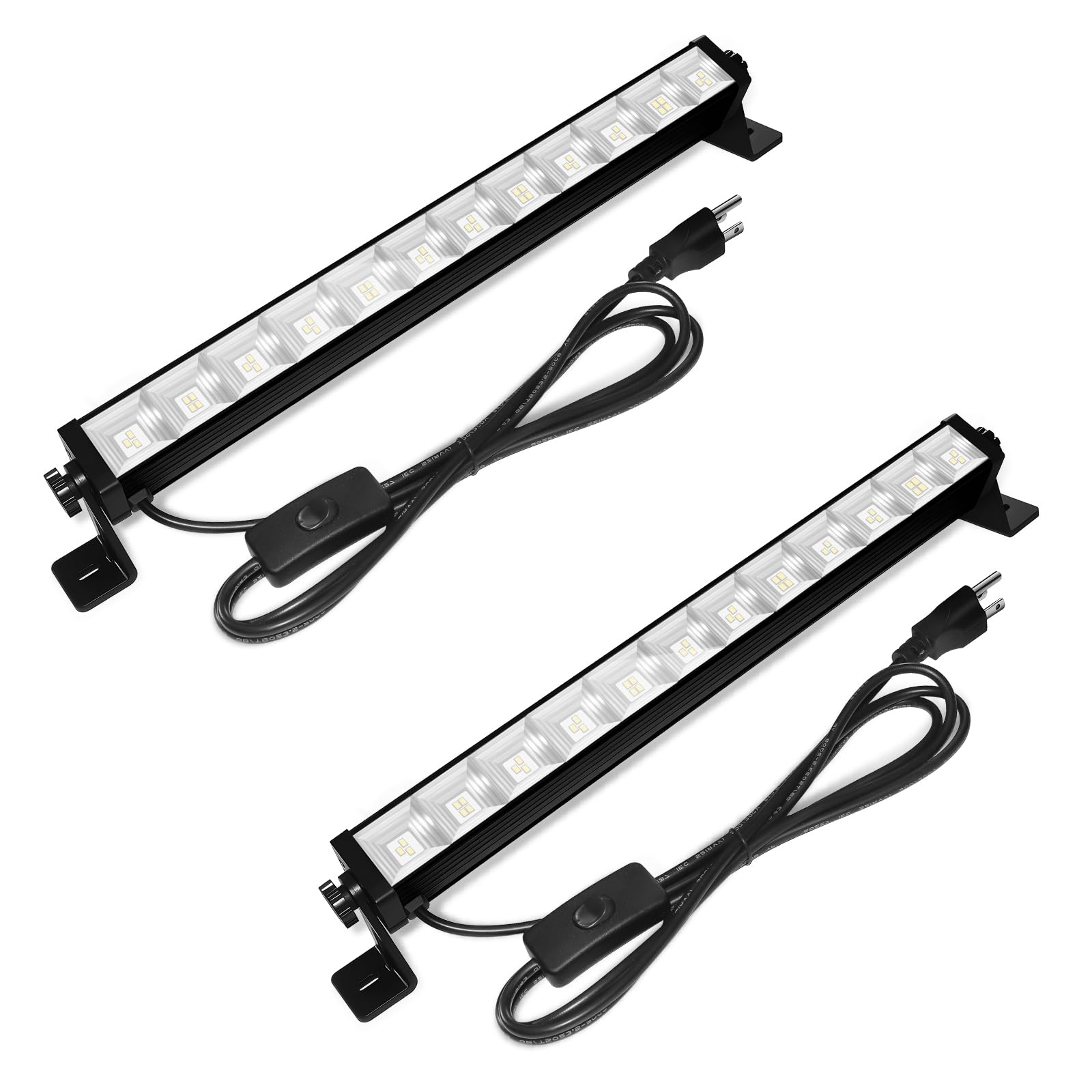 Photo 1 of 2 Pack 40W LED Shop Lights,6000K 4800LM Daylight White Garage Light with 6.5FT Power Cord & Switch,Plug in LED Work Light for Garage, Workshop,Yard