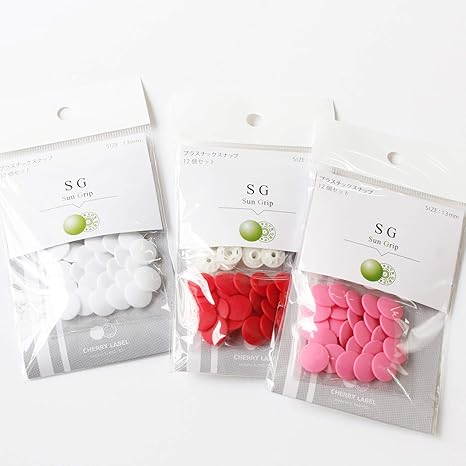 Amazon Co Jp Nbk サングリップ プラスチックスナップボタン3色セット Bセット レッド ピンク ホワイト 各13mm12組入り Sg Bset おもちゃ